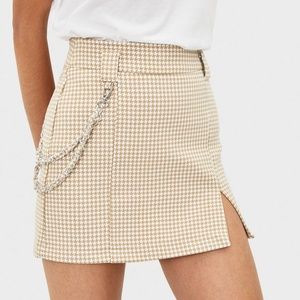 Bershka Houndstooth Mini skirt with chain